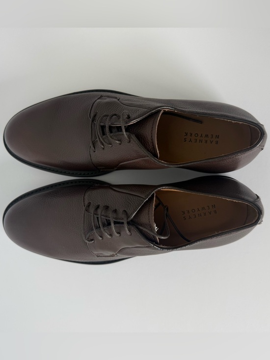 Barneys New York Dark Brown Pebbled Leather Derby Shoes main image 13